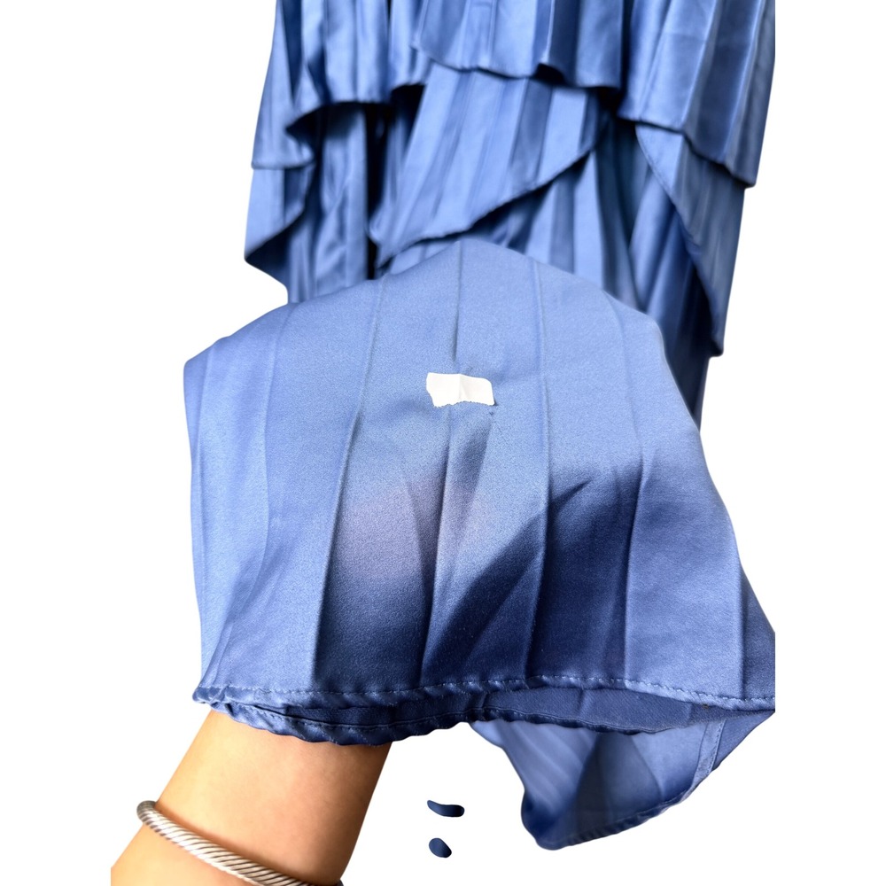 Amur Janey Gown Blue Strapless Pleated Ruffle High-Low Maxi Dress 0 - Picture 7 of 12